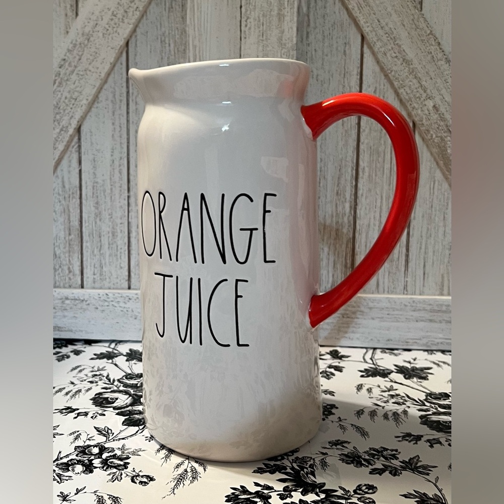 Rae Dunn Artisan White orange juice pitcher